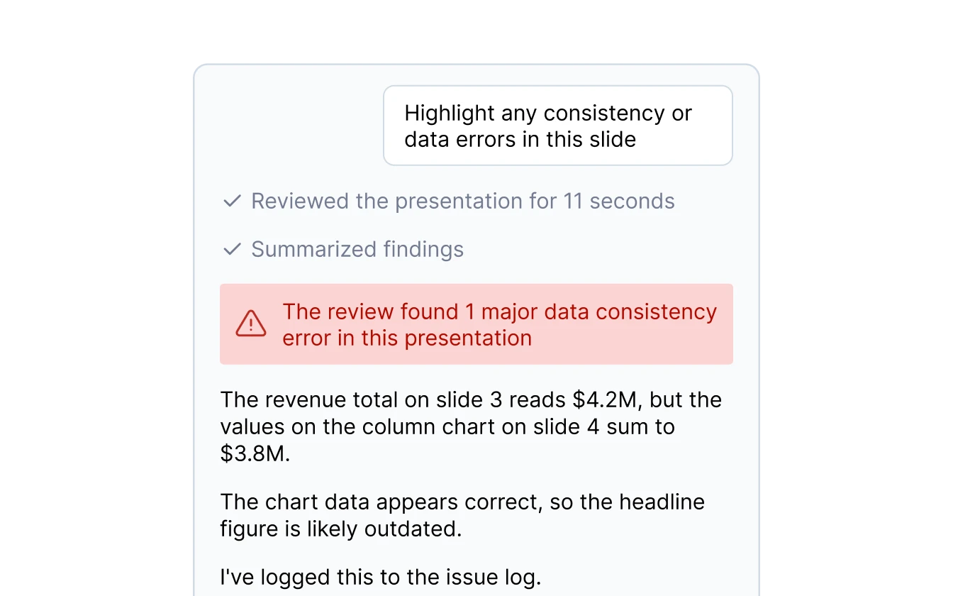 SlideBrain number review finding a mismatched total